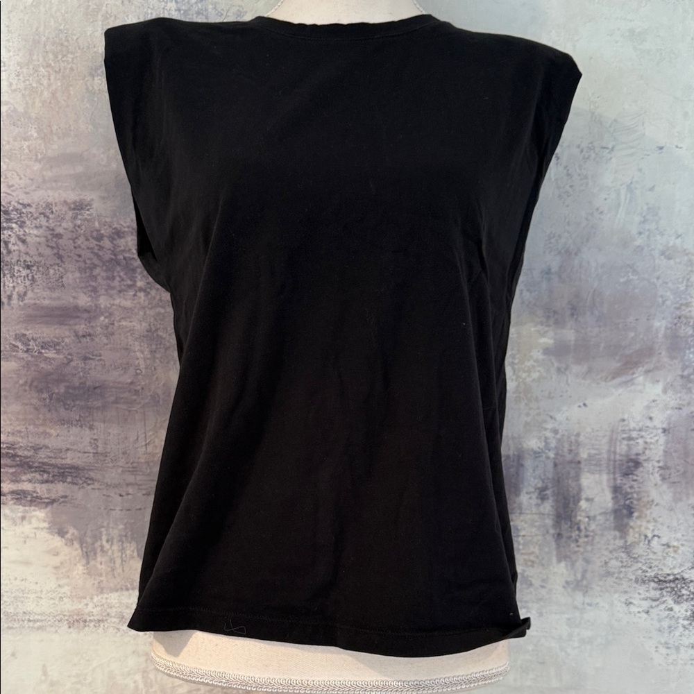 Sanctuary Shoulder Pad Classic Black Sleeveless Top size medium